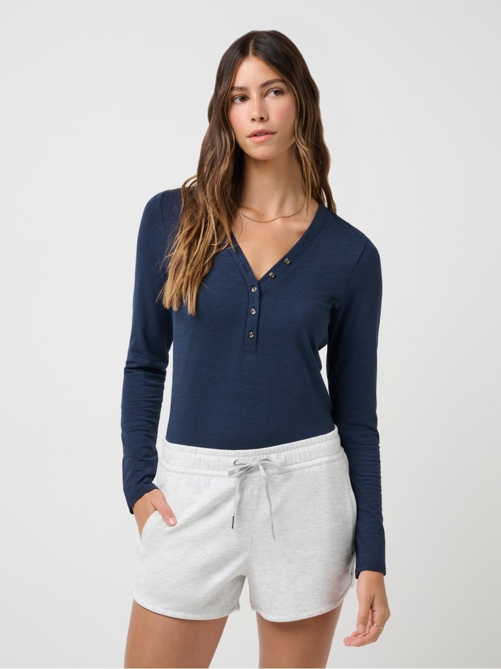 Travis Mathew Cloud Henley Long-Sleeve Shirt in Navy Blue, Size L, NWT